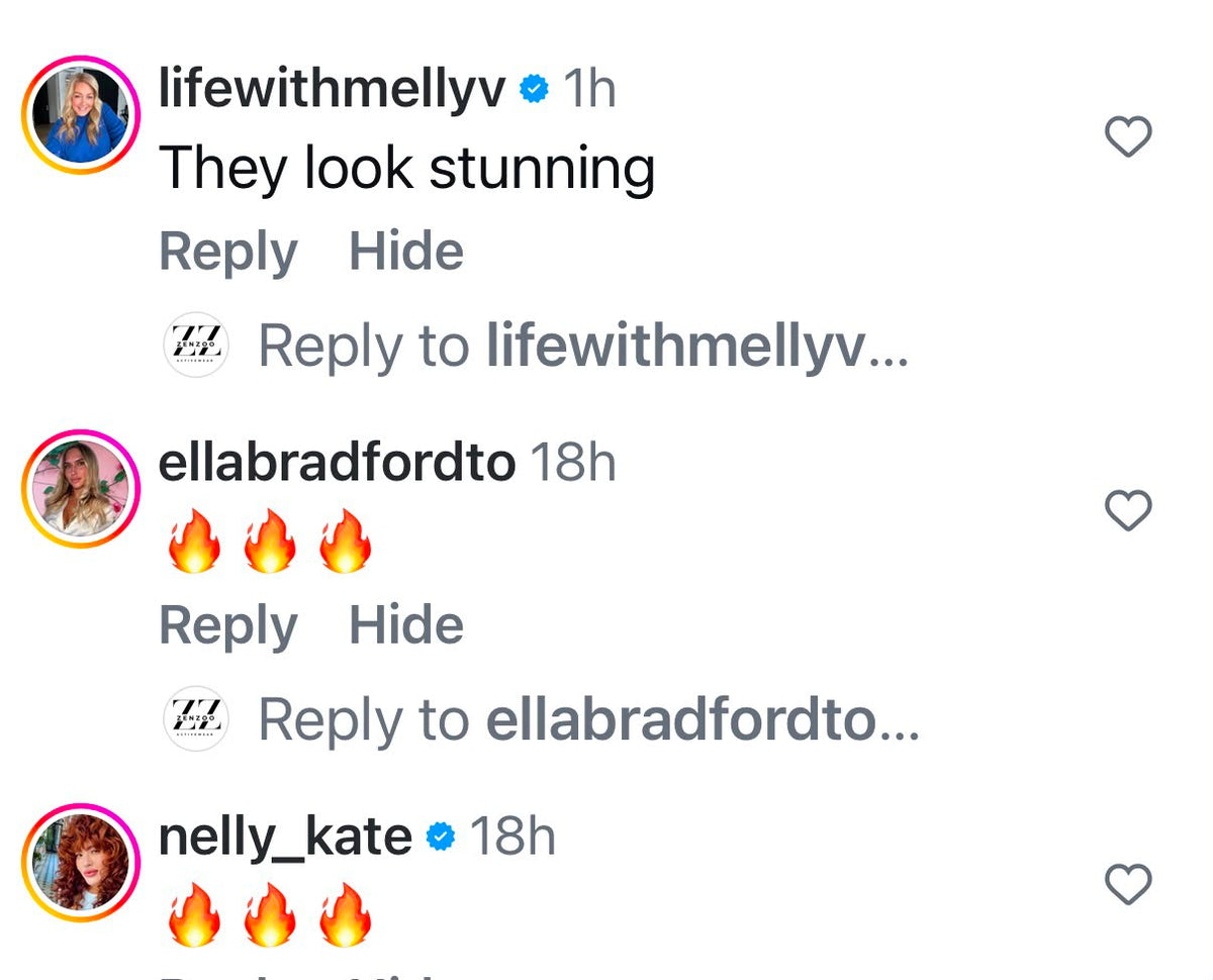 Comentarios reales en Instagram de Zenzoo Activewear